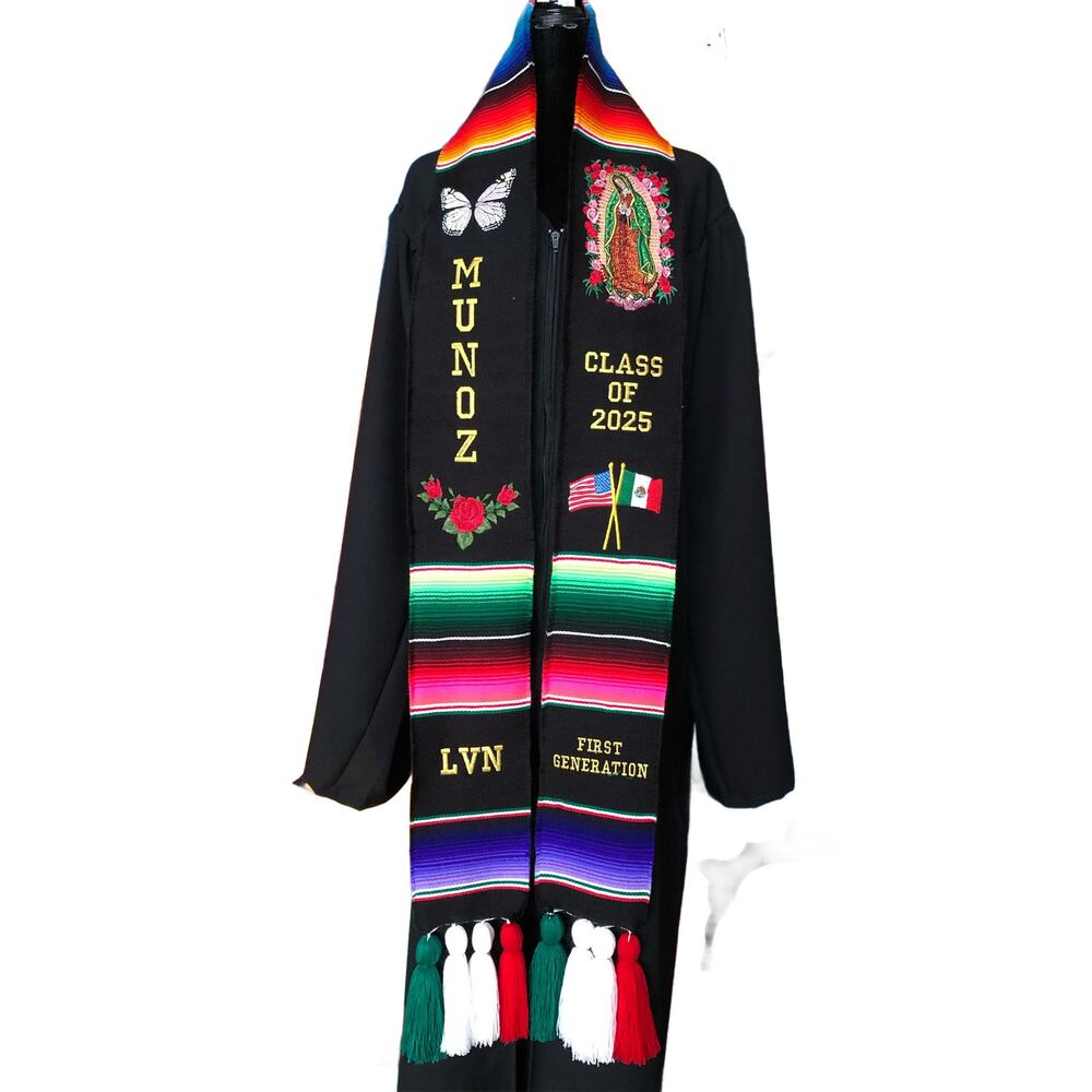 Personalized Mexican Zarape graduation sash class of 2025 embroidered